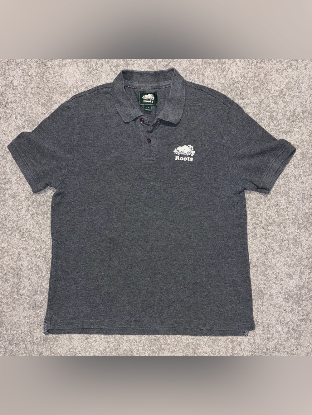 Roots Men's Charcoal Grey Polo with Logo